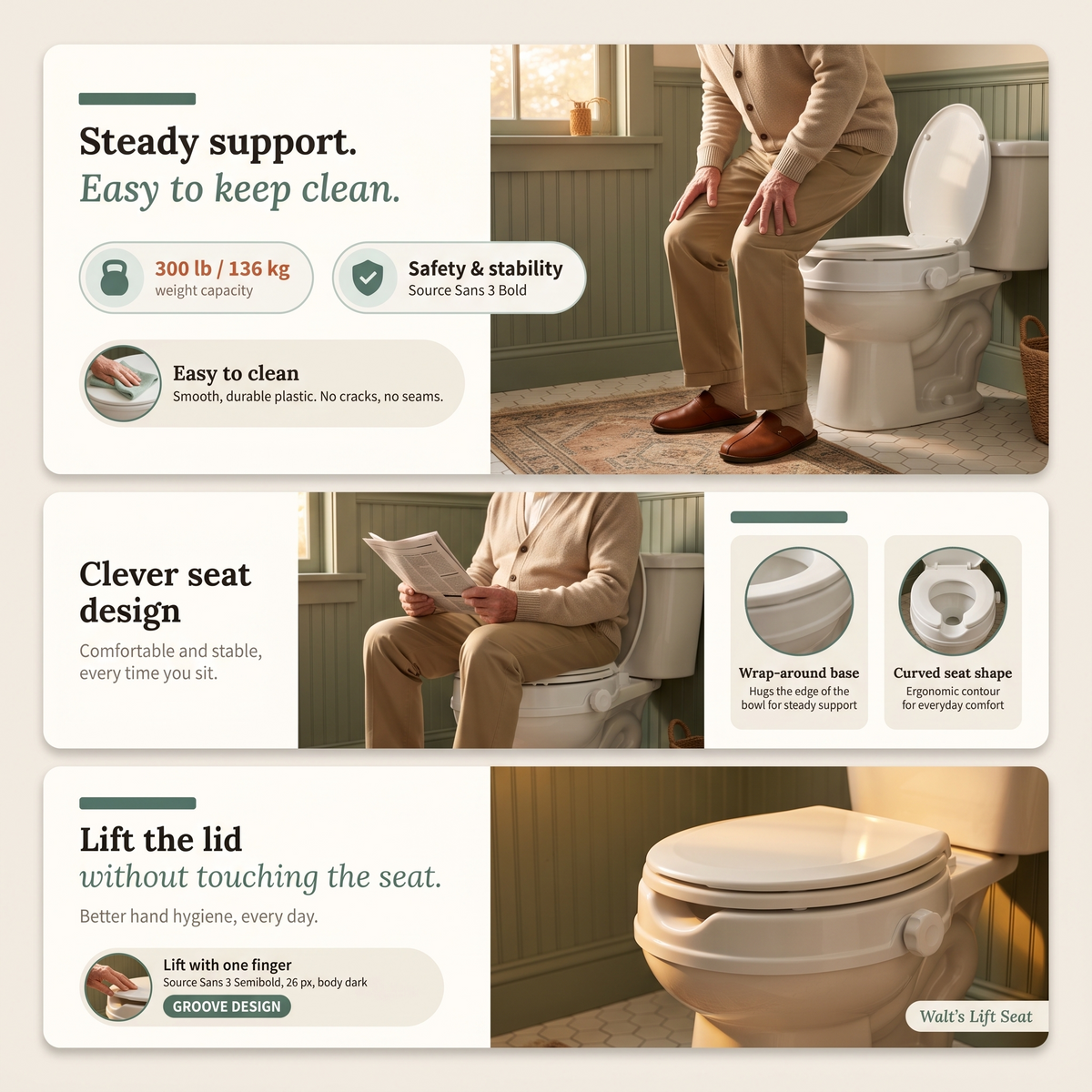 Walt's 4-Inch Raised Toilet Seat