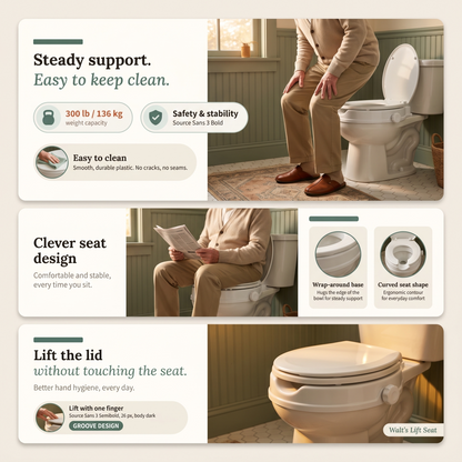 Walt's 4-Inch Raised Toilet Seat