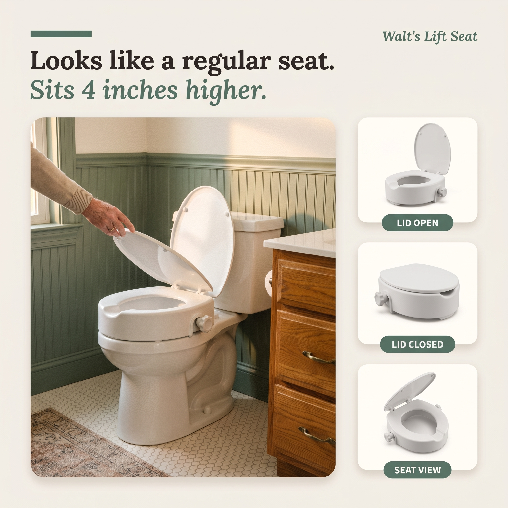 Walt's 4-Inch Raised Toilet Seat