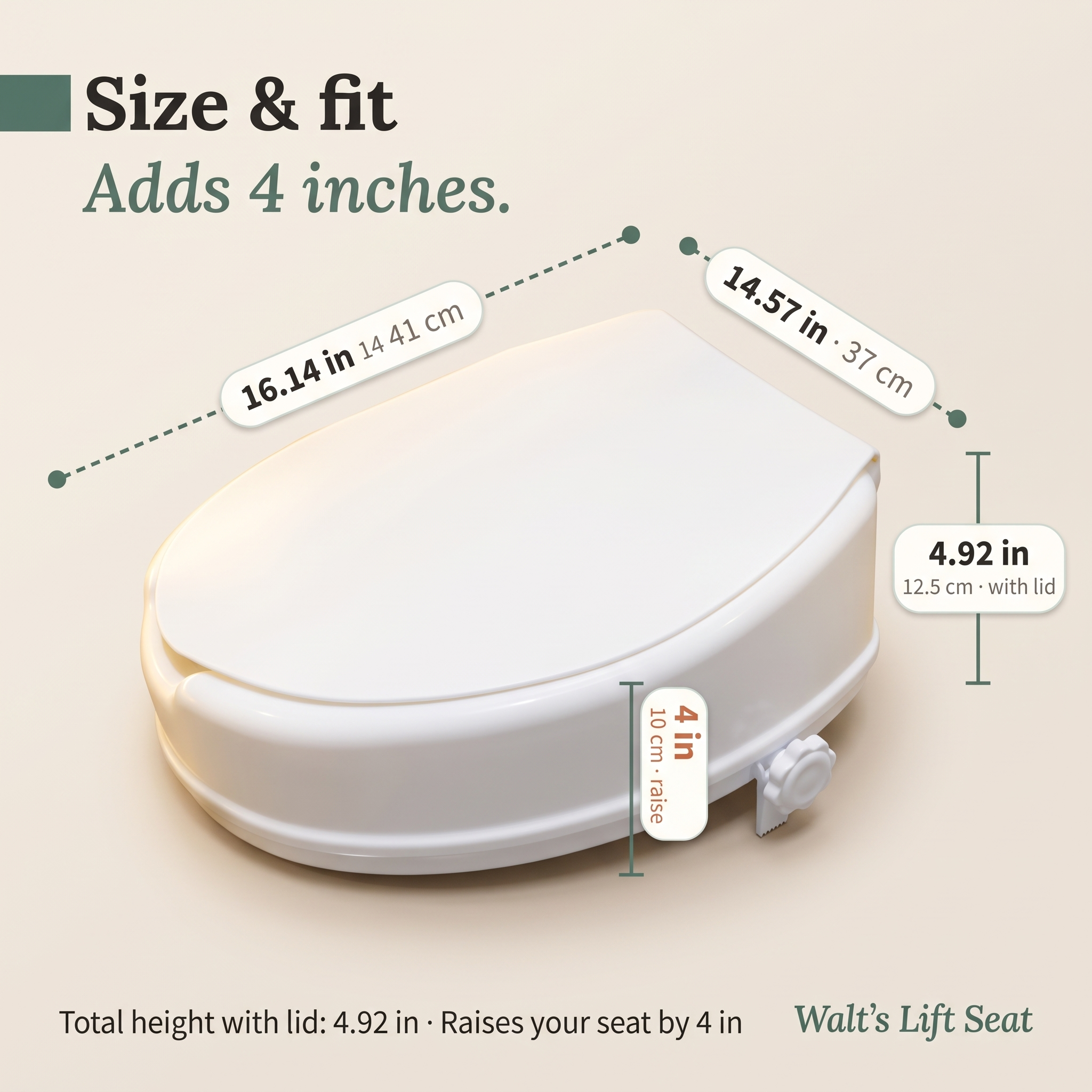 Walt's 4-Inch Raised Toilet Seat